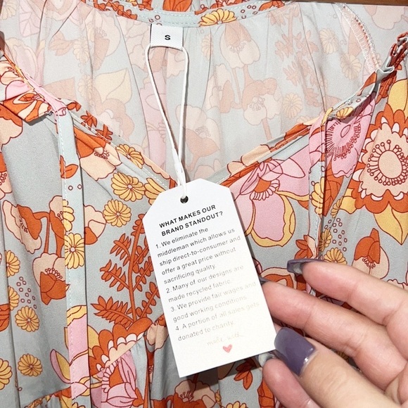 Unbranded Beautiful Short Sleeve Floral Boho Flowy Summer Dress NEW - Picture 5 of 9